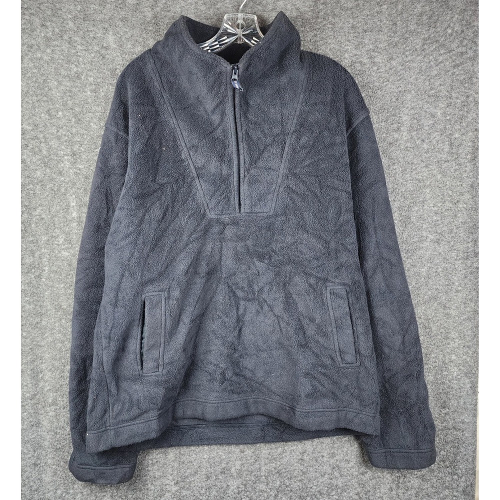 OshKosh Fleece Quarter Zip Pullover Mens Size L Navy Blue Mock Neck Pocket